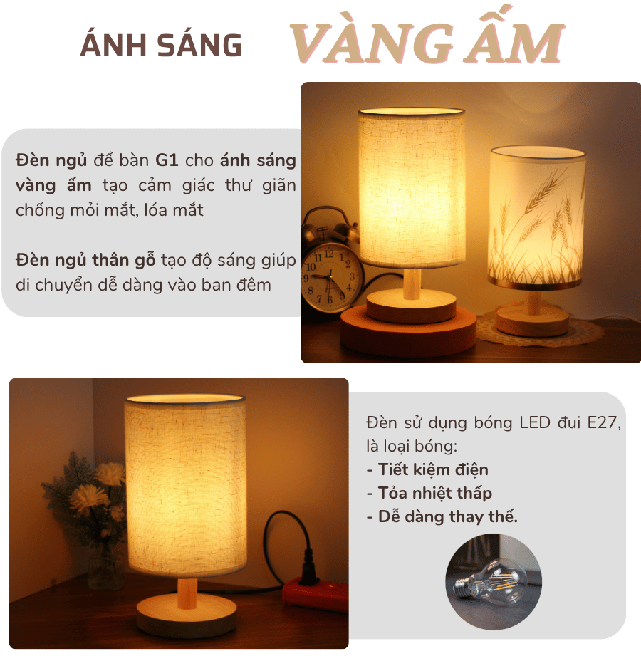 2. Thông số kĩ thuật đèn ngủ để bàn mã G1