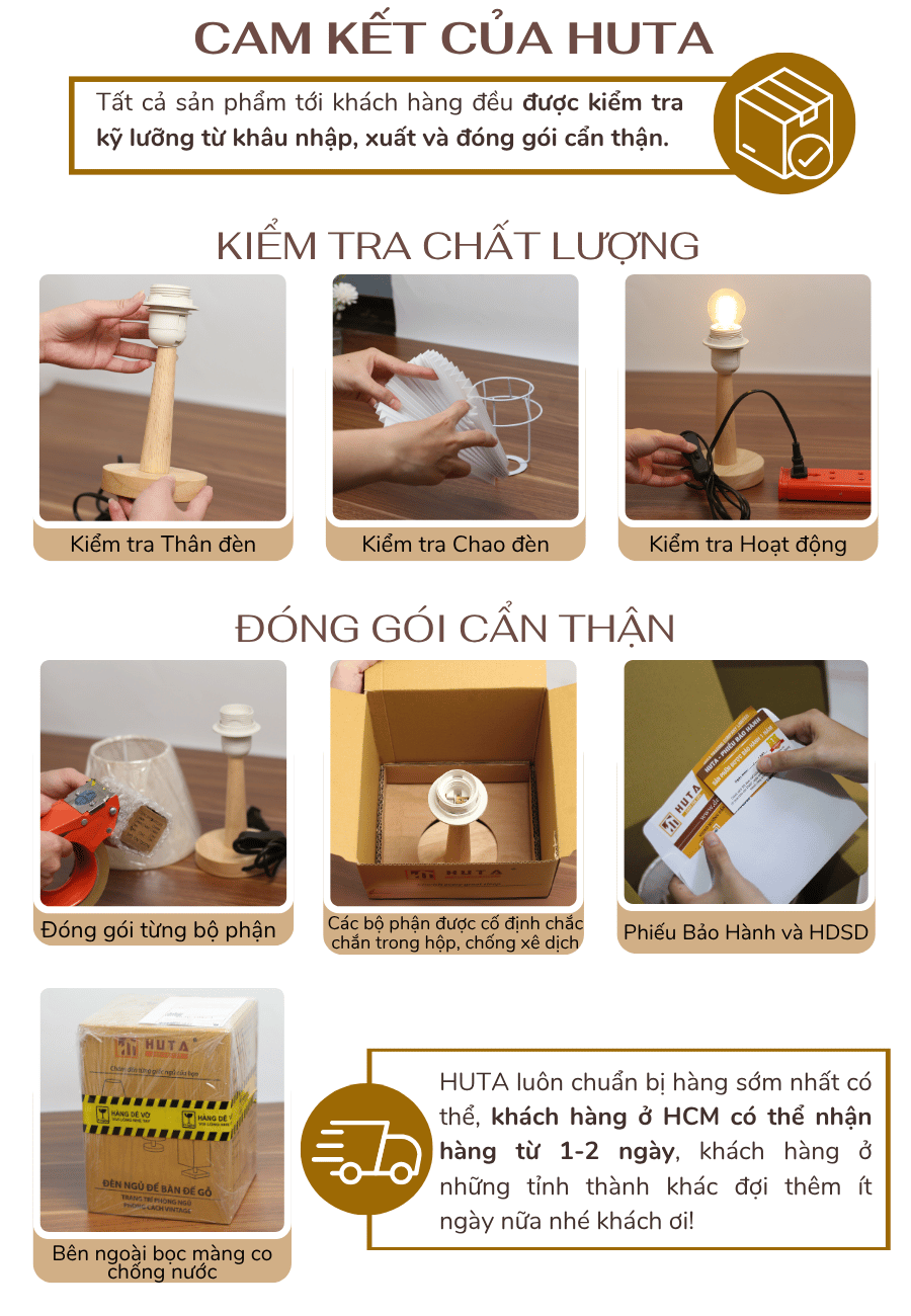 5. Chính sách bảo hành đèn ngủ để bàn HUTA