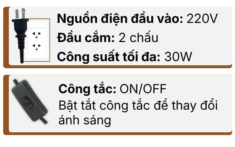 3. THÔNG SỐ KỸ THUẬT ĐÈN NGỦ ĐỂ BÀN T2