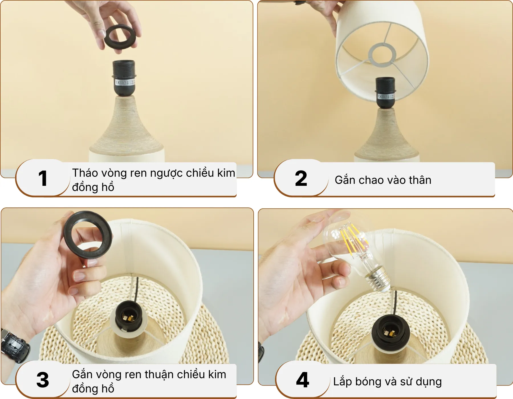 5. HƯỚNG DẪN LẮP RÁP ĐÈN NGỦ ĐỂ BÀN S14