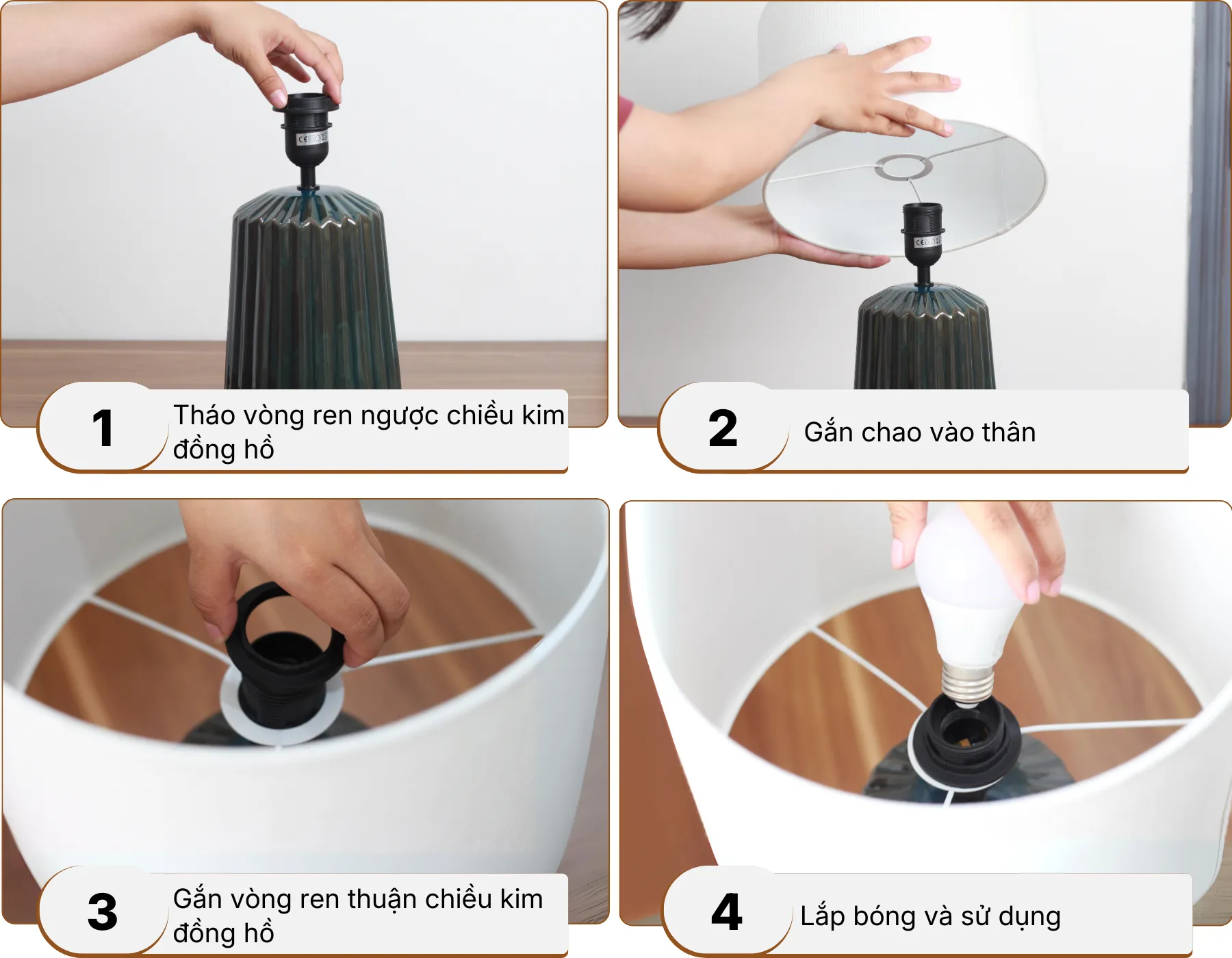 5. HƯỚNG DẪN LẮP RÁP ĐÈN NGỦ ĐỂ BÀN S17