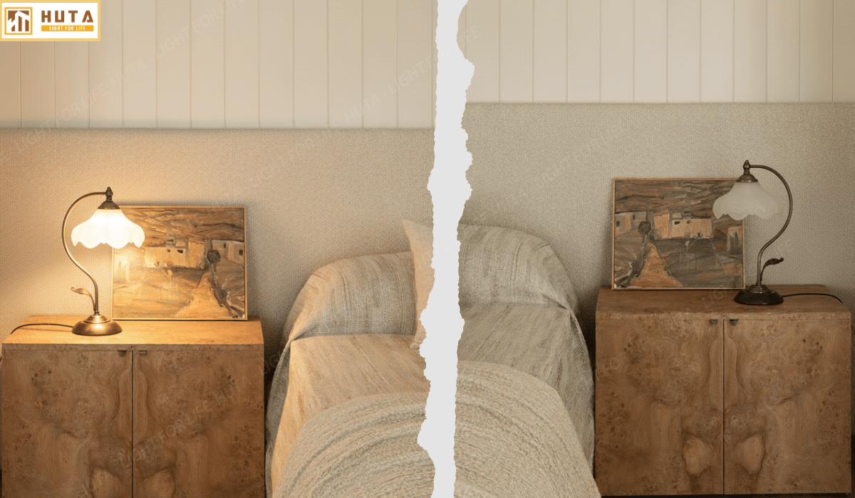 Đèn Ngủ Để Bàn HUTA Light For Life CD2 Trang Trí Phong Cách Cổ Điển, Điều Chỉnh 3 Mức Sáng