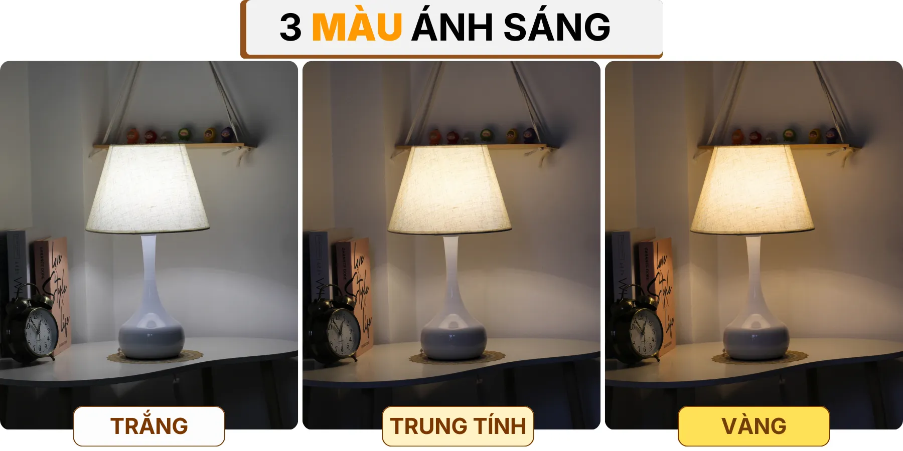 4. HIỆU ỨNG ÁNH SÁNG ĐÈN NGỦ ĐỂ BÀN T3