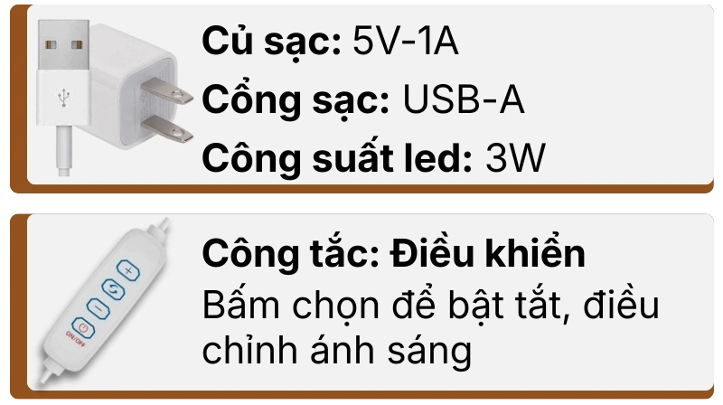 3. THÔNG SỐ KỸ THUẬT ĐÈN NGỦ ĐỂ BÀN T12