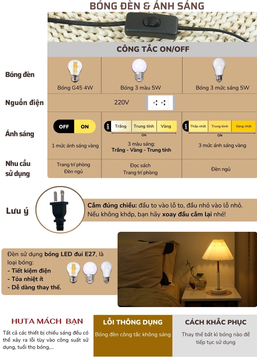 2. Thông số kĩ thuật đèn ngủ để bàn mã T9