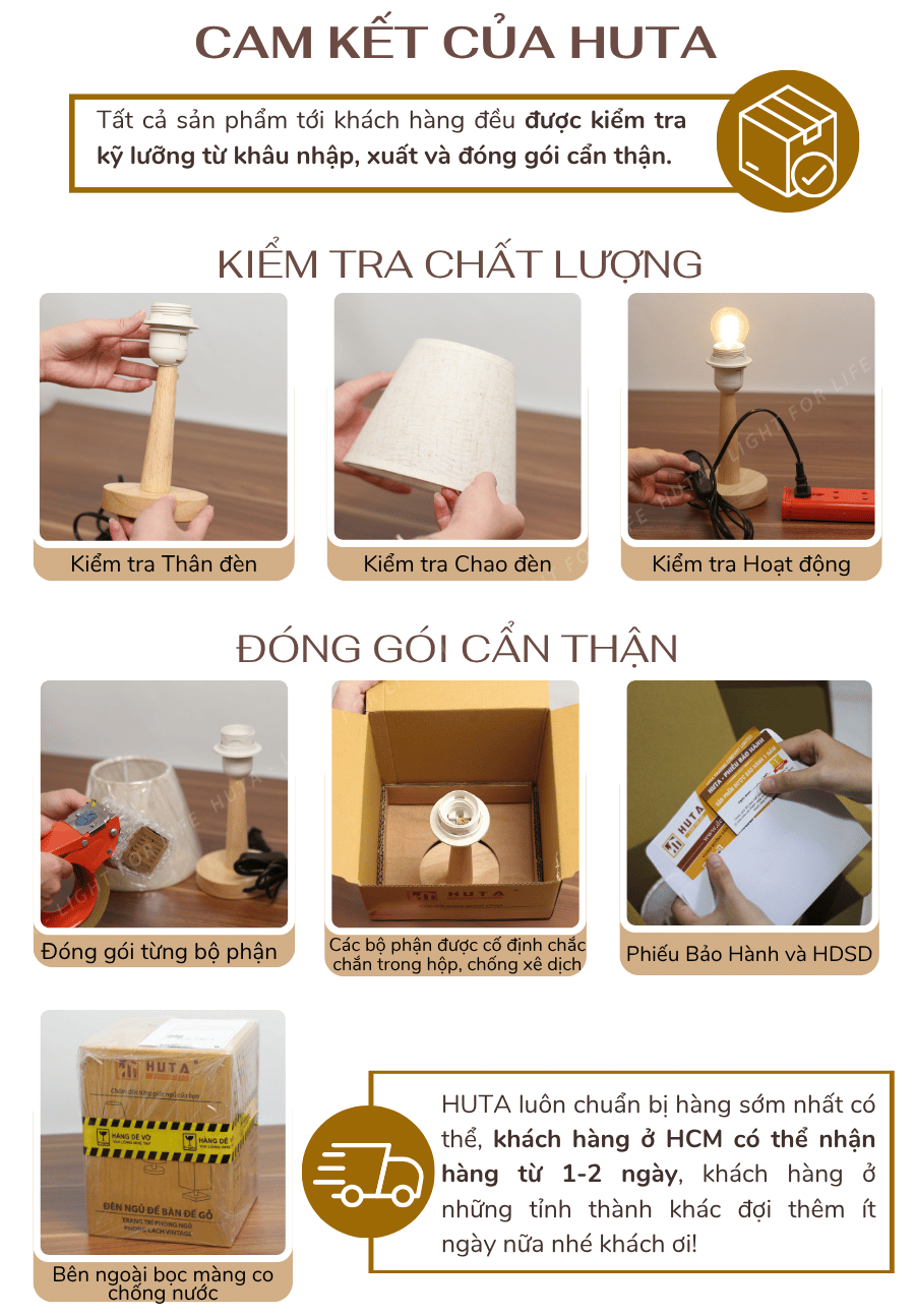 5. Chính sách bảo hành đèn ngủ để bàn HUTA