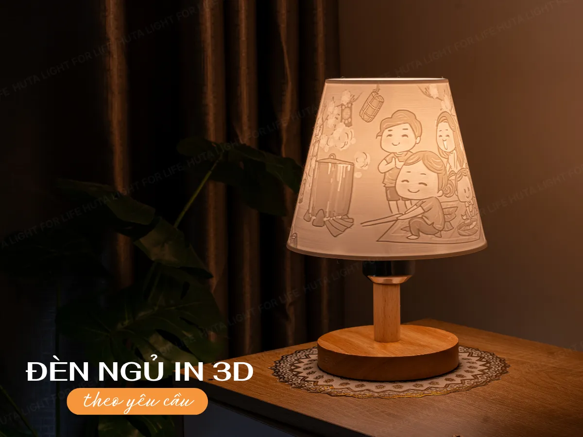 Đèn Ngủ Để Bàn 3D HUTA Light For Life G1 In Ảnh Theo Yêu Cầu Decor Phòng Ngủ, Điều Chỉnh Độ Sáng, Ánh Sáng Vàng