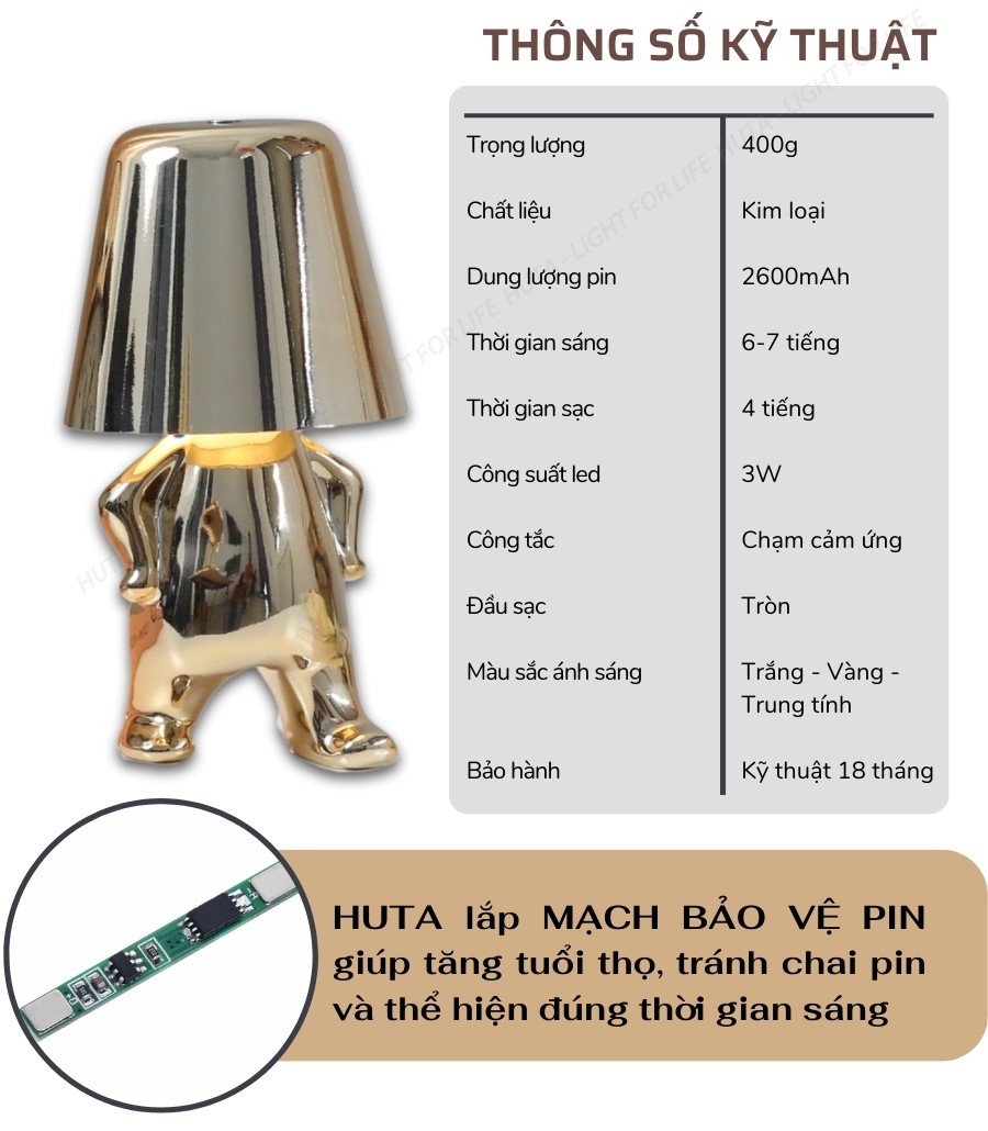 2. Thông số kĩ thuật đèn bàn trang trí BOO