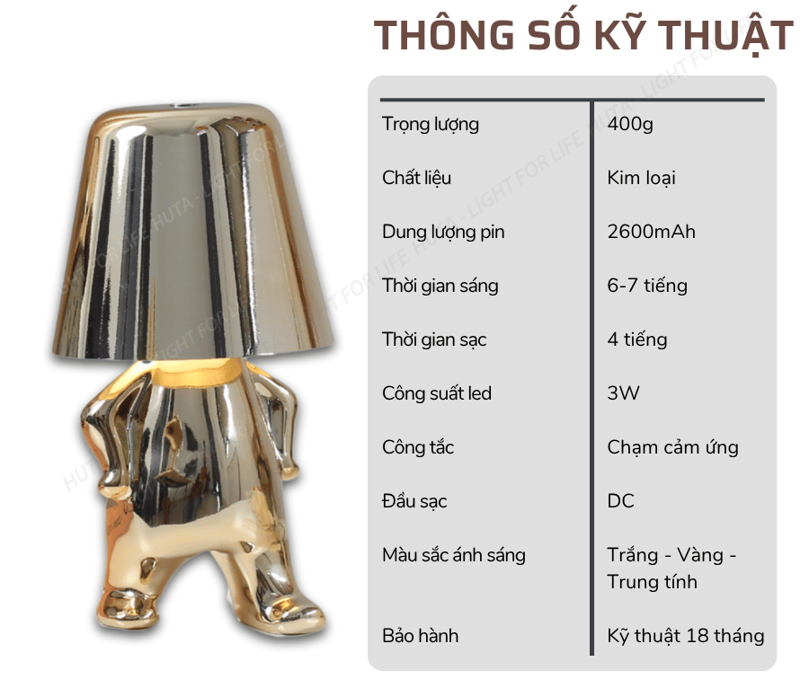 2. Thông số kĩ thuật đèn bàn trang trí BOO