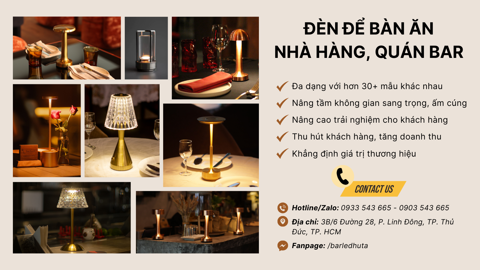 Đèn bàn ăn nhà hàng HUTA