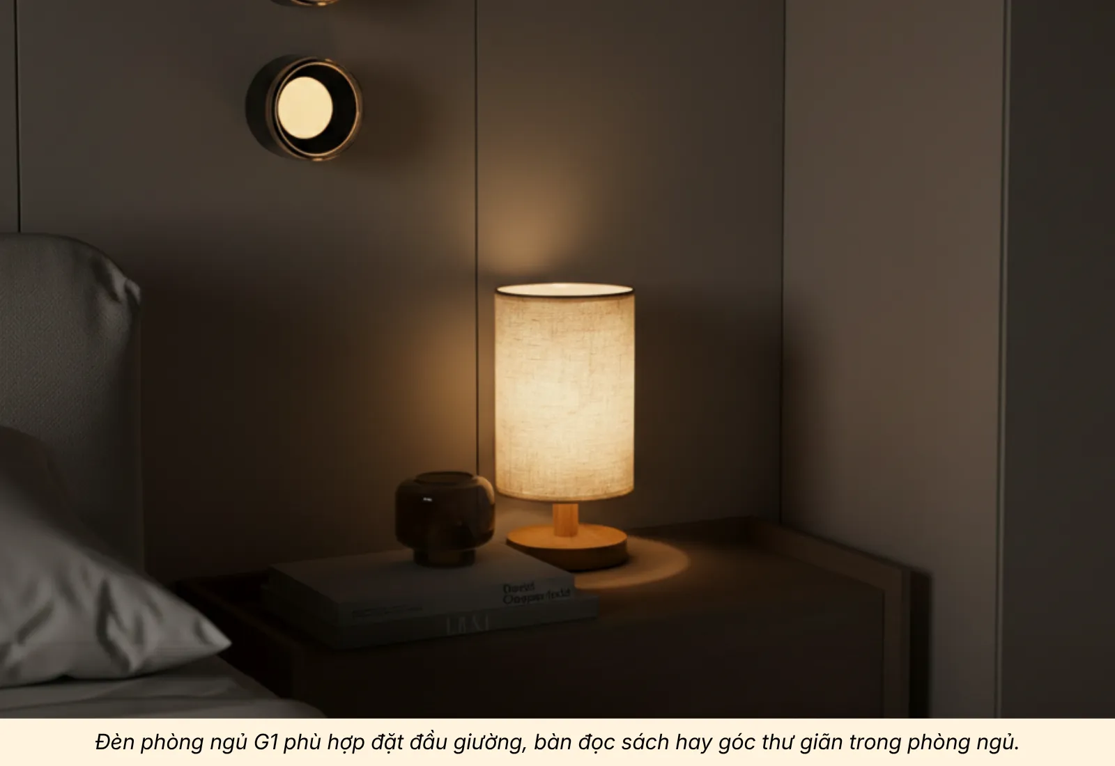 2.1 Đèn Phòng Ngủ G1 Thân Gỗ Phong Cách Vintage