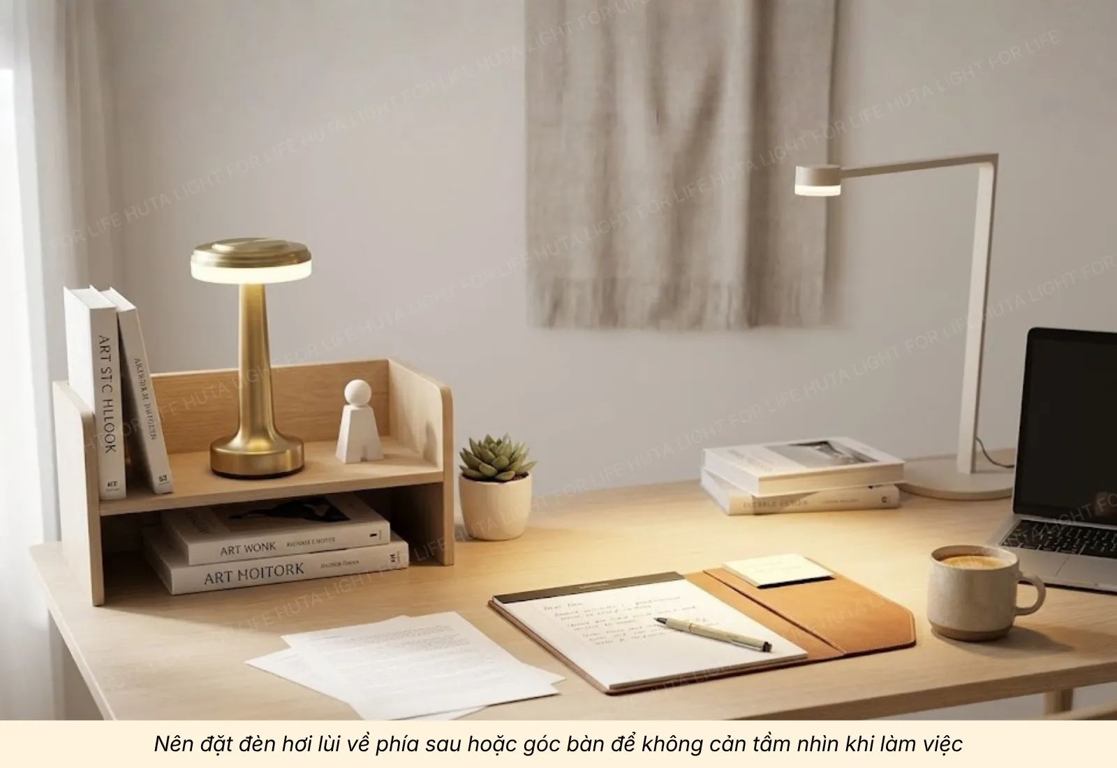 4. Mẹo bố trí đèn bàn pin sạc khi decor bàn làm việc