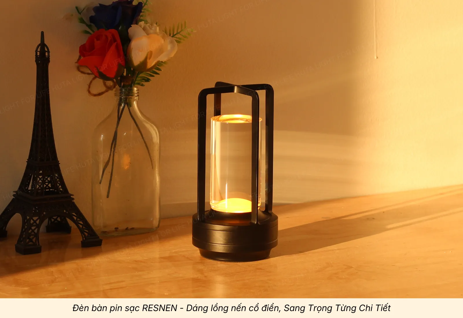 2.2 Đèn bàn pin sạc RESNEN - Dáng lồng nến cổ điển, Sang Trọng Từng Chi Tiết