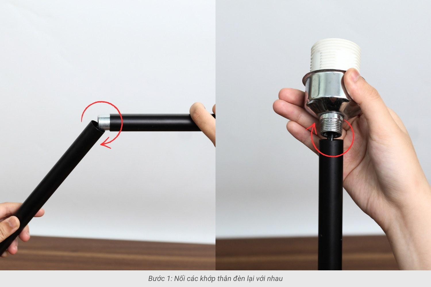 Bước 1: Nối các khớp thân đèn