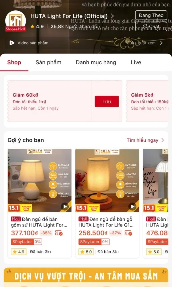 Shopee Mall - Huta Light For Life