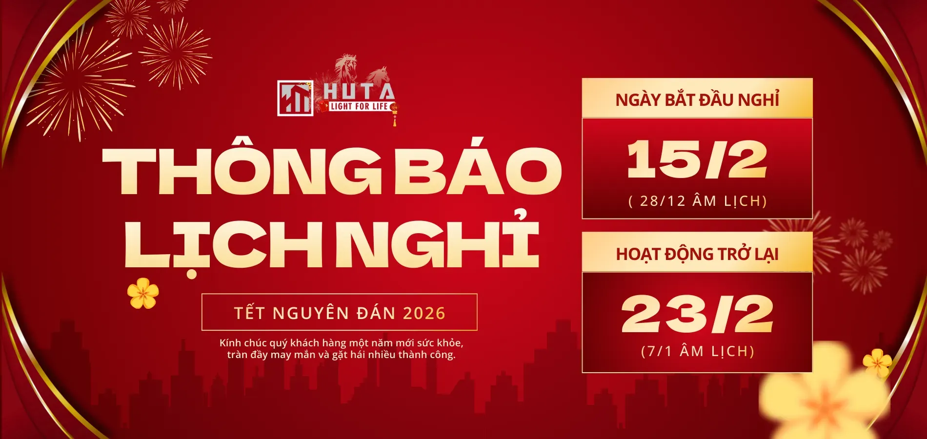 LỊCH NGHỈ TẾT HUTA