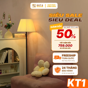 Đèn Cây Đứng Decor HUTA Light For Life KT1 Thân Kim Loại, Chao Xếp Ly,  Điều Chỉnh Ánh Sáng Vàng