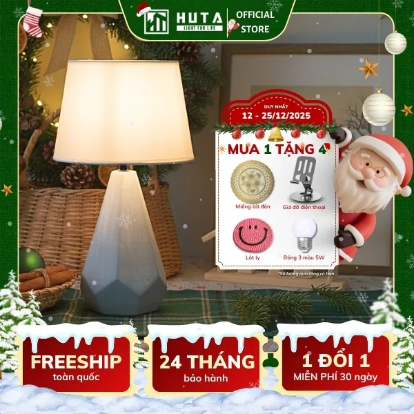Đèn Ngủ Để Bàn HUTA Light For Life S15 Sang Trọng Trang Trí Phòng Ngủ, Điều Chỉnh Độ Sáng