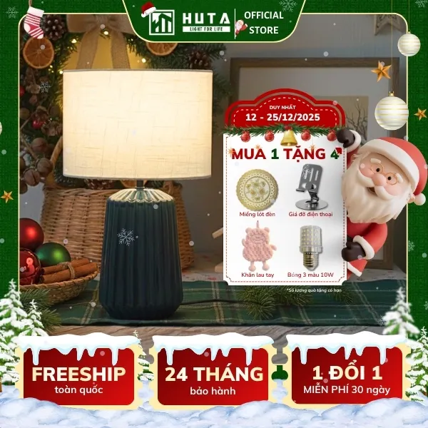 Đèn Ngủ Để Bàn HUTA Light For Life S17  Gốm Sứ Cao Cấp, Điều Chỉnh Độ Sáng, Ánh Sáng Vàng