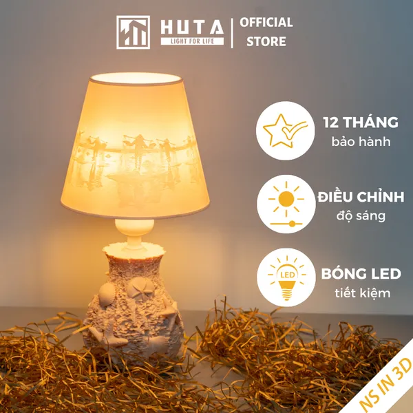 Đèn Ngủ 3D Nghêu Sò HUTA Light For Life N1 Chao In Ảnh Theo Yêu Cầu, Hoạt Hình, Thuyền Buồm, Đồng Quê Trang Trí Phòng Ngủ