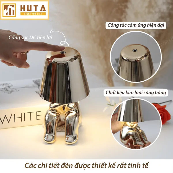 Đèn Bàn Trang Trí HUTA Light For Life BOO Pin Sạc Tích Điện, Điều Chỉnh Độ Sáng, Decor Phòng