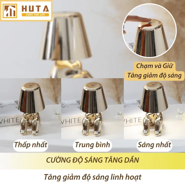 Đèn Bàn Trang Trí HUTA Light For Life BOO Pin Sạc Tích Điện, Điều Chỉnh Độ Sáng, Decor Phòng