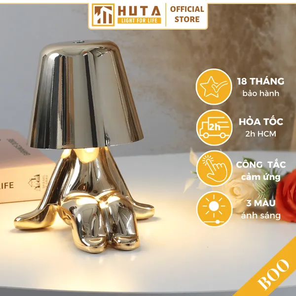 Đèn Bàn Trang Trí HUTA Light For Life BOO Pin Sạc Tích Điện, Điều Chỉnh Độ Sáng, Decor Phòng