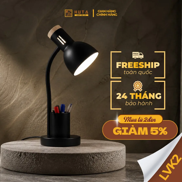 Đèn Bàn Học HUTA Light For Life LVK2 Đèn Bàn Làm Việc, Bóng Led 3 Màu Sáng, Bảo Hành 24 Tháng