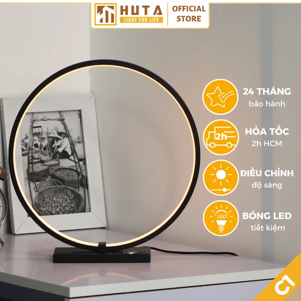 Đèn Bàn Trang Trí HUTA Light For Life Mã C01 Khung Nhôm Chắc Chắn, Điều Chỉnh Ánh Sáng