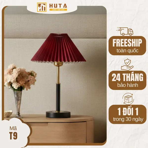 Đèn Ngủ Để Bàn Xếp Ly HUTA Light For Life T9 Kiểu Dáng Châu Âu, Điều Chỉnh Độ Sáng Decor Phòng Ngủ