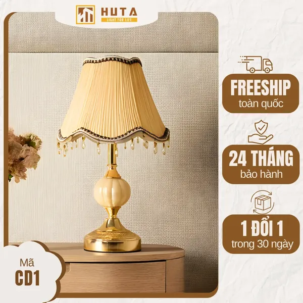 Đèn Ngủ Để Bàn HUTA Light For Life CD1 Điều Chỉnh Độ Sáng, Bóng Led Sáng Vàng Tiết Kiệm Điện Năng