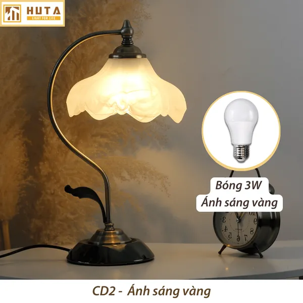 Đèn Ngủ Để Bàn HUTA Light For Life CD2 Trang Trí Phong Cách Cổ Điển, Điều Chỉnh 3 Mức Sáng