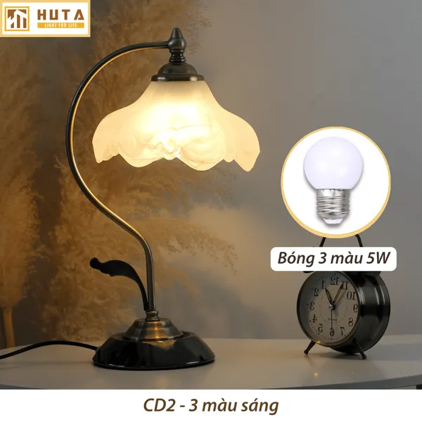 Đèn Ngủ Để Bàn HUTA Light For Life CD2 Trang Trí Phong Cách Cổ Điển, Điều Chỉnh 3 Mức Sáng