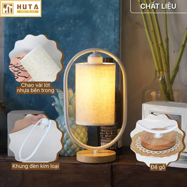 Đèn Ngủ Để Bàn Gỗ HUTA Light For Life G06 Điều Chỉnh Độ Sáng, Ánh Sáng Vàng, Bảo Hành 24 Tháng