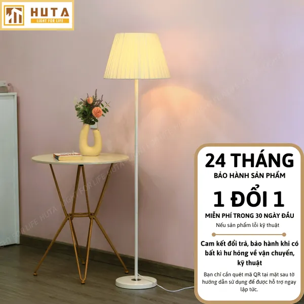 Đèn Cây Đứng Decor HUTA Light For Life KT01 Thân Kim Loại, Chao Xếp Ly,  Điều Chỉnh Ánh Sáng Vàng