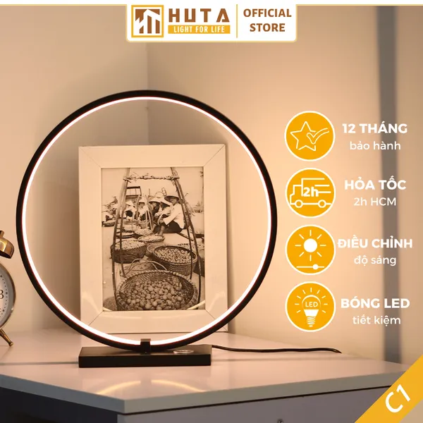 Đèn Bàn Trang Trí HUTA Light For Life Mã C01 Khung Nhôm Chắc Chắn, Điều Chỉnh Ánh Sáng