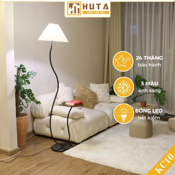Đèn Cây Đứng Decor HUTA Light For Life KC10 Thân Thép Kết Hợp Bàn Cafe, Trang Trí Nội Thất