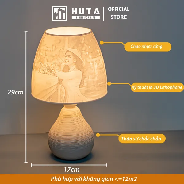 Đèn Ngủ Để Bàn 3D HUTA Light For Life S1 In Ảnh Theo Yêu Cầu Decor Phòng Ngủ, Điều Chỉnh Độ Sáng, Ánh Sáng Vàng