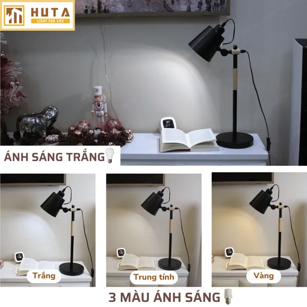 Đèn Bàn Học HUTA Light For Life LVK1 Bóng Led 3 Màu Sáng, Đèn Bàn Làm việc Kim Loại