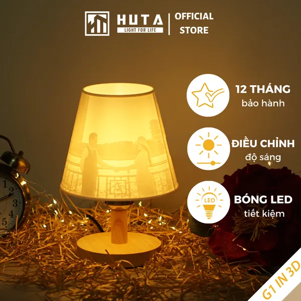 Đèn Ngủ Để Bàn 3D HUTA Light For Life G1 Decor Phòng Ngủ, Điều Chỉnh Độ Sáng, In Ảnh Theo Yêu Cầu
