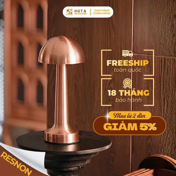 Đèn Bàn Trang Trí HUTA Light For Life RESNON Pin Sạc Tích Điện, Kim Loại Sơn Tĩnh Điện