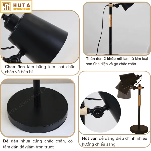 Đèn Bàn Học HUTA Light For Life LVK1 Bóng Led 3 Màu Sáng, Đèn Bàn Làm việc Kim Loại