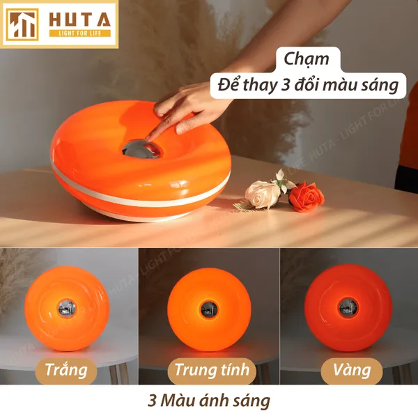 Đèn Bàn Trang Trí HUTA Light For Life DONUT Phong Cách Hiện Đại, Decor Phòng, Điều Chỉnh Độ Sáng