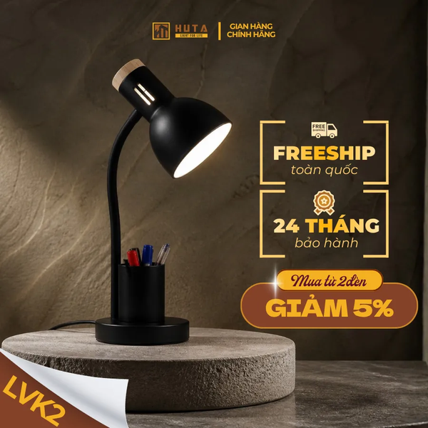 Đèn Bàn Học HUTA Light For Life LVK2 Đèn Bàn Làm Việc, Bóng Led 3 Màu Sáng, Bảo Hành 24 Tháng