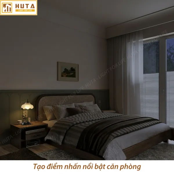 Đèn Ngủ Để Bàn HUTA Light For Life CD2 Trang Trí Phong Cách Cổ Điển, Điều Chỉnh 3 Mức Sáng
