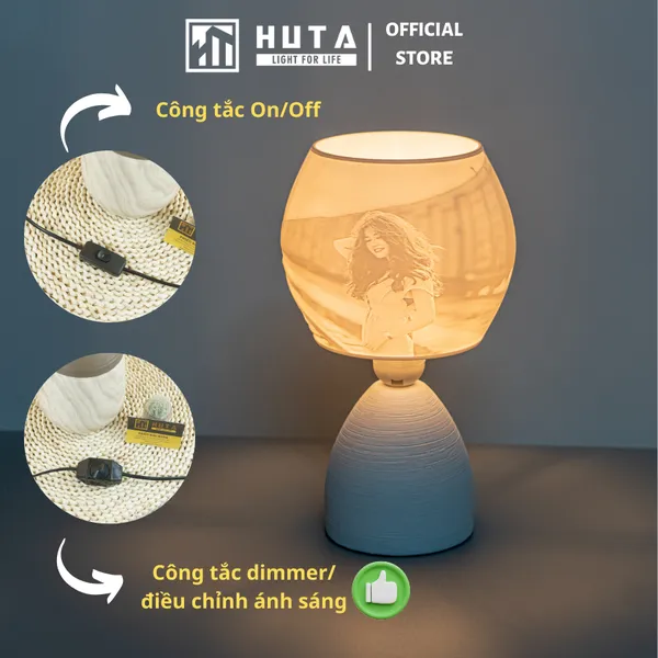 Đèn Ngủ Để Bàn 3D HUTA Light For Life S2 In Ảnh Theo Yêu Cầu, Decor Phòng Ngủ, Điều Chỉnh Độ Sáng, Ánh Sáng Vàng