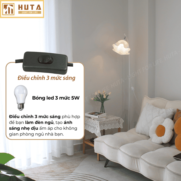 Đèn Cây Đứng Decor HUTA Light For Life KT08 Thân Kim Loại, Phong Cách Bắc Âu, Điều Chỉnh Ánh Sáng
