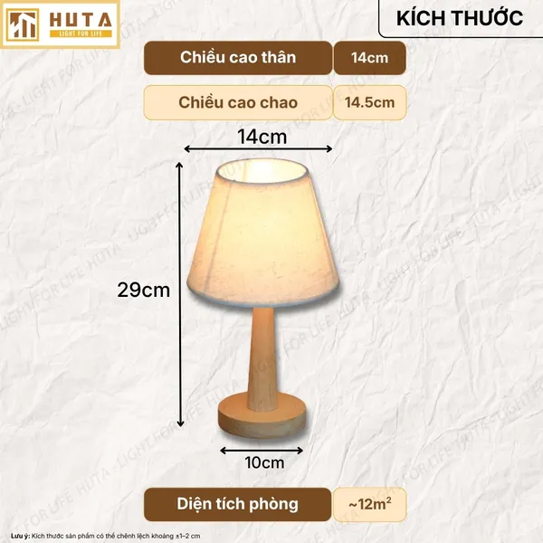 Đèn Ngủ Để Bàn HUTA Light For Life G2 Điều Chỉnh Độ Sáng, Ánh Sáng Vàng, Bảo Hành 24 Tháng