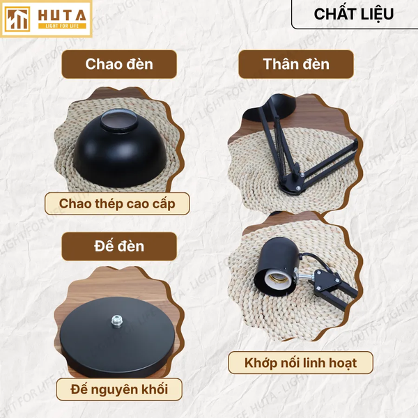 Đèn Cây Đứng HUTA Light For Life KC1 Khớp Nối Cong Điều Chỉnh, Thân Thép, Kiểu Dáng Pixar