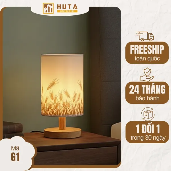 Đèn Ngủ Để Bàn HUTA Light For Life G1 Điều Chỉnh Độ Sáng, Ánh Sáng Vàng Ấm, Đầu Cắm 2 Chấu 220V